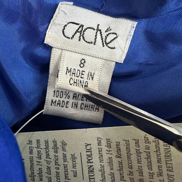 Cache Dress Women Sz 8 Cobalt Blue Halter Backless Silk Asymmetric V-Neck Formal - Picture 9 of 12